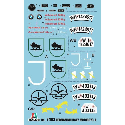 Model Kit military 7403 - German Military Motorcycle with Sidecar (1:9)