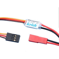 A Mikrospeed szabályzó súlya 3g, egyenáramú mikromotorokhoz készült, 4,8-6V-os tápfeszültséggel és legfeljebb 1A fogyasztással. A sebességszabályozót arányos vagy kapcsolócsatornával lehet vezérelni, a villanymotor közvetlenül a vevőről, azaz annak akkumulátoráról kapja az áramot.