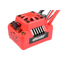 Programozható, érzékelő nélküli AC-vezérlő 1/8-os modellautókhoz. 2-4S motorokhoz, 2S = 6000Kv, 3S = 4000Kv és 4S = 0000Kv (mindez 3656-os motorméretnél), tápellátás 7,4-14,8V, 6-12 NiMh/2-4 LiPO cellák, súly 105g, BEC 6-7,4V/6A, méretek 49x39,5x34,7mm ventilátorral.