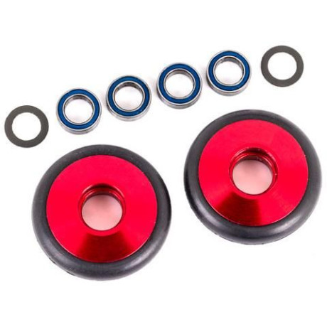 Traxxas kola wheelie hliníkové červeně eloxované (2)