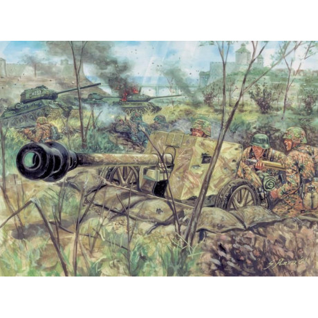 Model Kit figurky 6096 - WWII - GERMAN PAK40 AT GUN & CREW (1:72)
