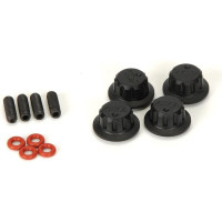 Pótalkatrész - Pro-Line Secure-Loc a karosszériatartókhoz (#6070-00, #6071-00, #6087-00, #6304-00, #6305-00, #6306-00, #6307-00). Csavaros kupakok állítócsavarokkal és O-gyűrűkkel.