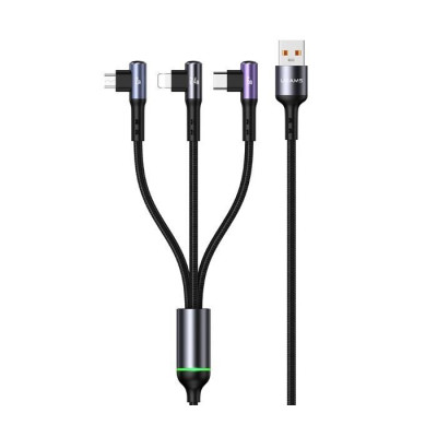 3in1 Right-angle 66W Fast Charging & Data Cable (L + C + M)