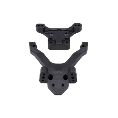 RC10B6.4 FT přední plastová část včetně držáku parohů tlumičů, Carbon