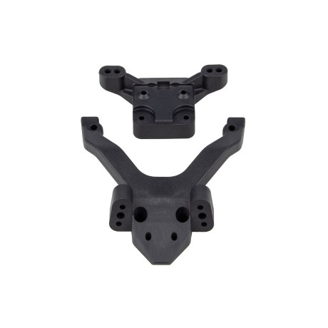 RC10B6.4 FT přední plastová část včetně držáku parohů tlumičů, Carbon