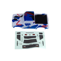 Fehér lexán karosszéria, mellékelt öntapadós matricákkal.