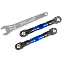 Traxxas kék eloxált hátsó hajtórúd (2db), 7075-T6 erősségi alumíniumból, összeszerelve, golyóscsap végzárókkal, állítható csavarkulccsal. Tuning alkatrész a Drag Slash-hez.