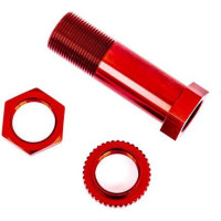 Pótalkatrész RC modellautóhoz Traxxas Sledge: piros eloxált alumínium szervómentő alkatrészek.