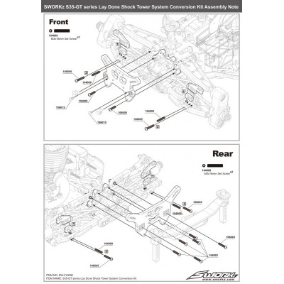 SWORKz GT uhlíkové přední a zadní parohy/držáky tlumičů, 1 sada