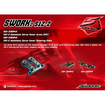 SWORKz S12-2 černé hlíníkové servopáky servosaveru, 2 ks.
