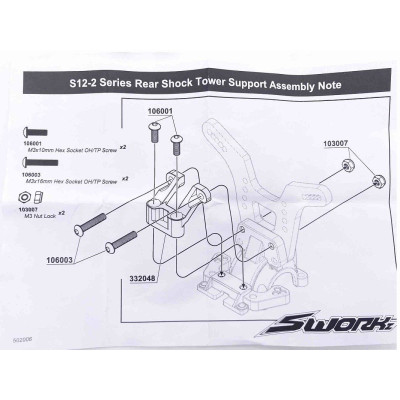 SWORKz zadní hliníkový držák parohů/držáku tlumičů, 1 ks.