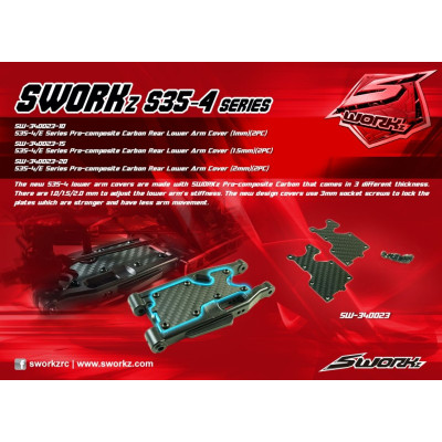 SWORKz uhlíková vzpěra spodní zadního ramena, 1,5mm, včetně šroubů, 2 ks.