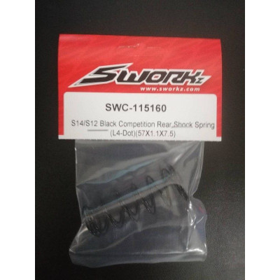 SWORKz S14/S12 Competition černé pružiny olej. tlumičů, zadní L4, 57x1.1x7.5mm, 2 ks.