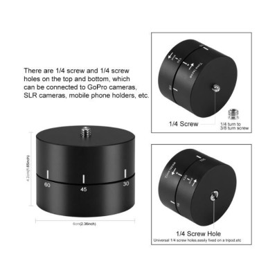 360 Degree-Rotation Adapter with 120 Minutes Time-Lapse for Action Cameras