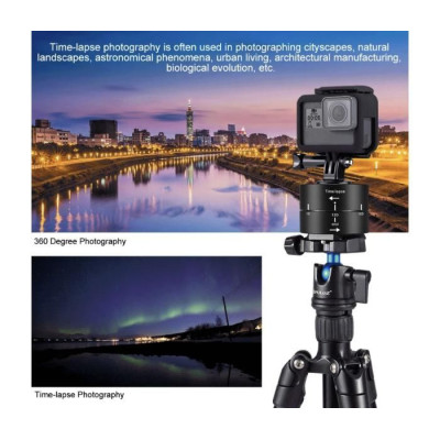 360 Degree-Rotation Adapter with 120 Minutes Time-Lapse for Action Cameras