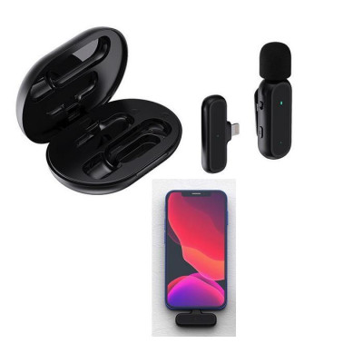 Bezdrátový klopový mikrofon 2,4G Lightning (s Akus a nabíjecím pouzdrem)