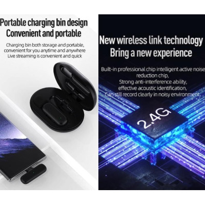 Bezdrátový klopový mikrofon 2,4G Lightning (s Akus a nabíjecím pouzdrem)