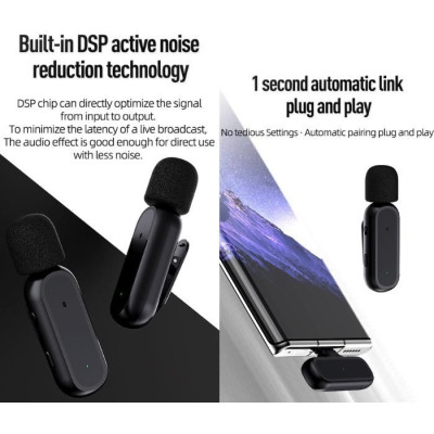 Bezdrátový klopový mikrofon 2,4G Lightning (s Akus a nabíjecím pouzdrem)