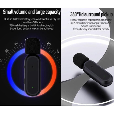 Bezdrátový klopový mikrofon 2,4G Lightning (s Akus a nabíjecím pouzdrem)