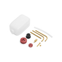 Könnyű, de erős 170 ml-es nejlon tartály izzó üzemanyaghoz, tartós fedéllel, gumidugóval és hátlapi lemezzel. Előre hajlított sárgaréz szerelvények és szívósúly, szilikon tömlő. Méretek (nyak és kupak nélkül): 91x54x43 mm, súly: 36 g.