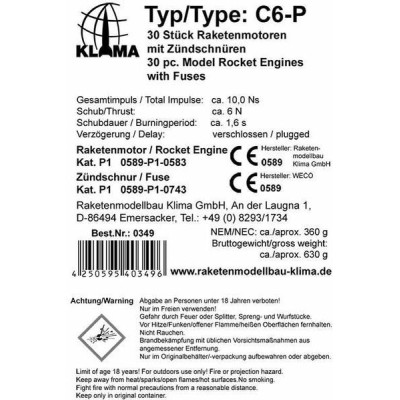 Klima raketový motor C6-P (30ks)
