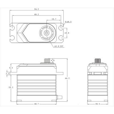 T75 HiVOLT BRUSHLESS Digital servo (70 kg-0,12s/60°)