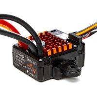 Spektrum Smart DC szabályzó Firm 70A WP 1:10-es RC autómodellekhez, 2-3 Li-Po/Li-Fe akkumulátorral; 5-9 Ni-MH/Ni-Cd akkumulátorral, kompatibilis 8,4V-12T vagy 12,6V-35T motorokkal. BEC 6V/7.4V - 4A, méretek 36mm x 30mm x 18.2mm, súly 50g. csatlakozó IC3, motor 4mm csövek. Kapcsoló programozási gombbal.