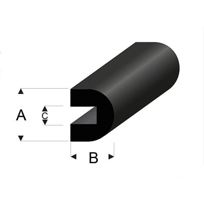Raboesch profil gumový zaoblený s drážkou 6x5mm 2m