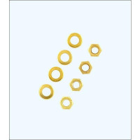 M2 sárgaréz anya (4db) sárgaréz alátétekkel (4db). Alkalmas RC modellhajókhoz.