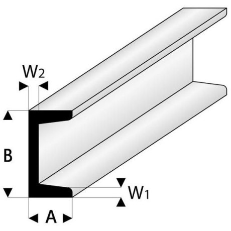 Raboesch profil ASA U 2.5x5x330mm (5)