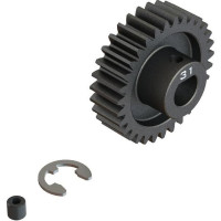 Arrma acél fogaskerék 31 foggal, M1 modul, Safe-D8 furat. A "D" alakú furat illeszkedik a motor tengelyének profiljához 8 mm-es tengellyel és fogazással, ezért a fogaskerék nem tud elfordulni a tengelyen. Állítócsavar - M4 x 4mm, 6mm zégergyűrű. Precíziós, széles fogazású profil a sima futás érdekében.