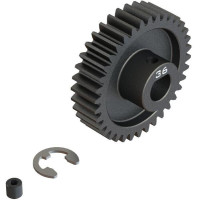 Arrma acél fogaskerék 36 foggal, M1 modul, Safe-D8 furat. A "D" alakú furat illeszkedik a motor tengelyének profiljához 8 mm-es tengellyel és fogazással, ezért a fogaskerék nem tud elfordulni a tengelyen. Állítócsavar - M4 x 4mm, 6mm zégergyűrű. Precíziós, széles fogazású profil a sima futás érdekében.