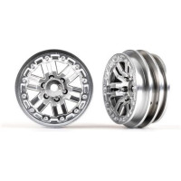 Traxxas tárcsa 1.0" twin-spoke félmatt króm (2 db), TRX-4M RC modellautókhoz. A hordozó 7 mm-es négyzet alakú.