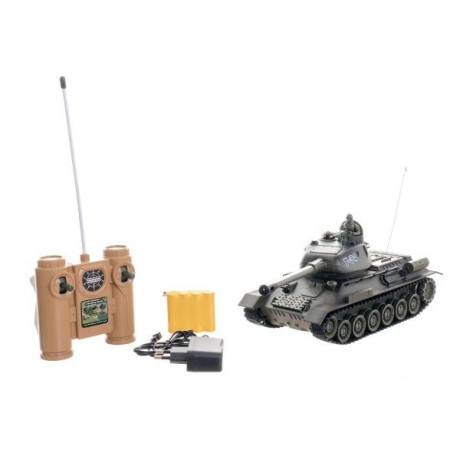 Tank RC plast 33cm T-34 27MHz na batérie + dobíjacie pack so zvukom a svetlom