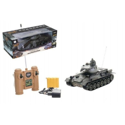 Tank RC plast 33cm T-34 27MHz na batérie + dobíjacie pack so zvukom a svetlom