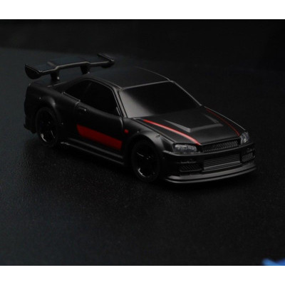 Turbo Racing 1/76 C74 On-Road RC Car RTR (černá s červeným pruhem)