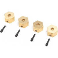 Pótalkatrész RC autó modellekhez Axial UTB18 Capra 1:18 RTR: hatszögletű konzol sárgaréz 12mm (7g) (4 db)