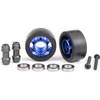 Traxxas kerék wheelie szetthez alumínium kék eloxált (2) (6061-T6) - alumínium tengely (2) (6061-T6), golyóscsapágy 10x15x4 mm (4).