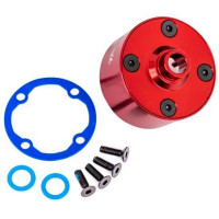 Traxxas piros eloxált alumínium differenciálmű test - tömítés, 4x 3x10 mm CCS csavar.