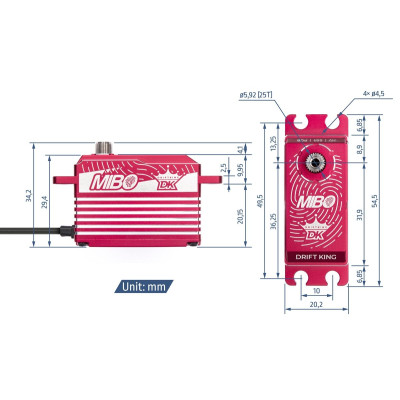 MIBO Drift King Alu Red LP Programmable (RWD Drift Spec/33.0kg/8.4V) Brushless Servo