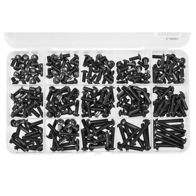 Inbus šrouby s půlkulatou hlavou - sada/box - M4 - ocelové černé, 265 ks.