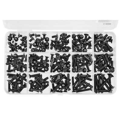 Inbus šrouby s zápustnou hlavou - sada/box - M4 - ocelové černé, 265 ks.