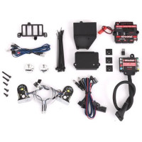 Traxxas komplett LED világítás Pro Scale RC modell autókhoz TRX-4 Chevrolet 1979. Funkcionális fék- és tolatólámpák, funkcionális irányjelzők, funkcionális figyelmeztető lámpák, hátsó lámpák, állítható fényszóró intenzitás. További világítás hozzáadható. Hiteles fényfunkciók.