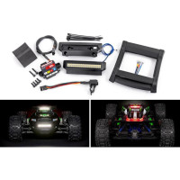 Traxxas LED világítás készlet komplett Sledge-hez. Az első lökhárító és a LED-ekkel ellátott tetősáv hatalmas fénykibocsátást biztosít, a hátsó LED-es világítás pedig teljesen funkcionális fék- és tolatólámpákat tartalmaz. Egyszerű bekötés a tápegységen keresztül. 3 világítási mód.