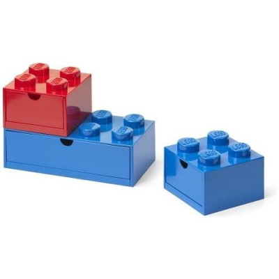 LEGO stolní box se zásuvkou Multi-Pack 3ks, modrá/červená