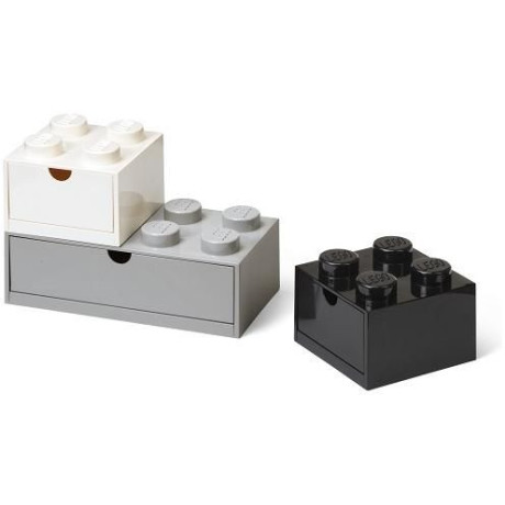 LEGO stolní box se zásuvkou Multi-Pack 3ks, černá/bílá/šedá