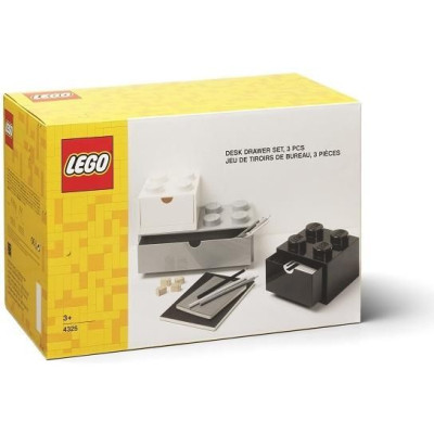 LEGO stolní box se zásuvkou Multi-Pack 3ks, černá/bílá/šedá
