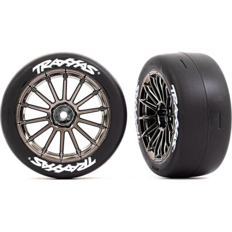 Traxxas kolo 2.0", disk multi-spoke černý chrom, pneu slick (přední) (2)