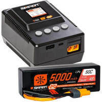 A Spektrum™ Smart Powerstage™ csomag egy egydobozos megoldás 4S LiPo akkumulátort használó RC autókhoz. A csomag tartalmaz egy Spektrum Smart S155 1x55W-os SMART technológiával ellátott AC töltőt, IC3/IC5 csatlakozókkal ellátott kimenettel, színes LCD kijelzővel és egy Spektrum Smart G2 LiPol14.8V 5000mAh 50C HC IC5 akkumulátorral.