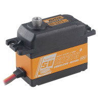 Digitális HiVolt standard szervó mag nélküli motorral és fém fogaskerékkel, 2x golyóscsapágy, 20,0/25,0kg 7,4/8,4V-on és 0,065/0,055s 7,4/8,4V-on, súly 64,0g, 40,3x20,2x37,2mm. Üzemi feszültség 6,0 - 8,4V.